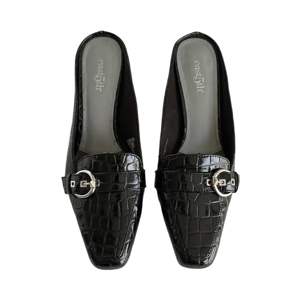 EASY 5TH Crocodile Design Heel Slide Dress Shoe